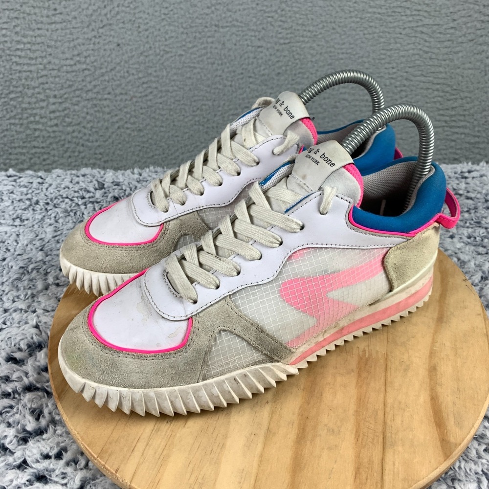 Rag & Bone Retro Runner 2.0 Sneakers Women's EU 36 US 6 White Pink Multi Low Top - Picture 3 of 12